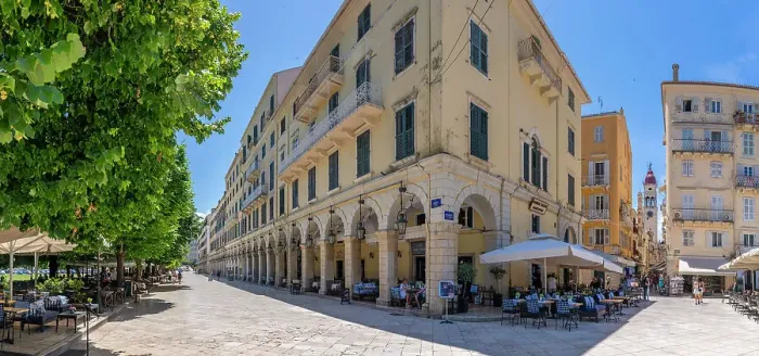Framed Print : View of buildings and restaurants on the Liston Esplanade, Corfu Old Town, Corfu, The Ionian Islands, Greek Islands, Greece, Europe Framed Print : View of buildings and restaurants on the Liston Esplanade, Corfu Old Town, Corfu, The Ionian Islands, Greek Islands, Greece, Europe