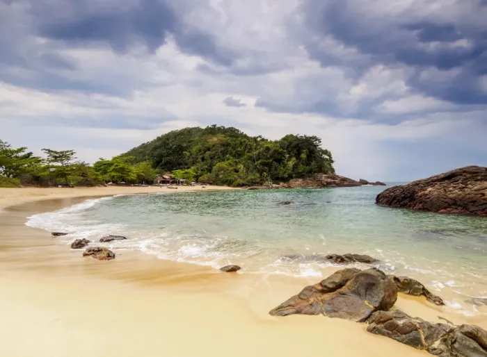 Framed Print : View of the Cachadaco Beach, Trinidade, Paraty Zone, State of Rio de Janeiro, Brazil Framed Print : View of the Cachadaco Beach, Trinidade, Paraty Zone, State of Rio de Janeiro, Brazil