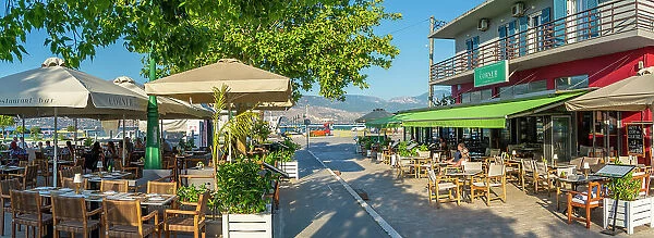View of cafe and bar in Plateia Central Square, Lixouri, Kefalonia, Ionian Islands, Greek Islands, Greece, Europe