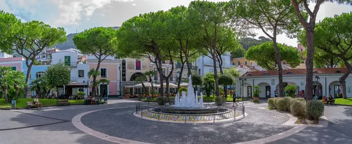 Framed Print : View of cafes and restaurants in Piazza Marina in Casamicciola Terme, Island of Ischia, Campania, Italy, Europe Framed Print : View of cafes and restaurants in Piazza Marina in Casamicciola Terme, Island of Ischia, Campania, Italy, Europe