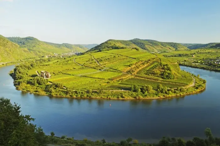 Framed Print : View of Calmont vineyards, Stuben Augustinian Convent, Bremm village and Moselle River (Mosel), Rhineland-Palatinate, Germany, Europe Framed Print : View of Calmont vineyards, Stuben Augustinian Convent, Bremm village and Moselle River (Mosel), Rhineland-Palatinate, Germany, Europe