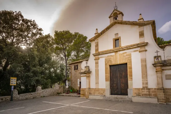 Framed Print : View of Calvary Chapel in the old town of Pollenca, Pollenca, Majorca, Balearic Islands, Spain, Mediterranean, Europe Framed Print : View of Calvary Chapel in the old town of Pollenca, Pollenca, Majorca, Balearic Islands, Spain, Mediterranean, Europe
