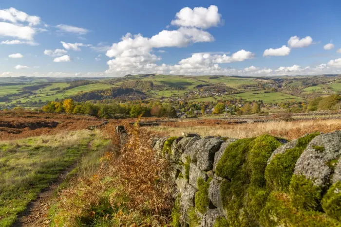Framed Print : View of Calver from Curbar Edge during autumn, Derbyshire, Peak District National Park Framed Print : View of Calver from Curbar Edge during autumn, Derbyshire, Peak District National Park