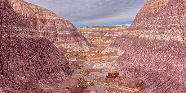 View from a side canyon along the Blue Mesa Trail in Petrified Forest National Park