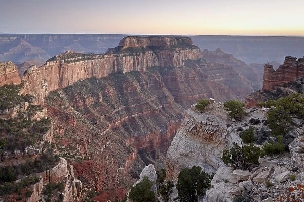 View from Cape Royal at dusk, North Rim, Grand Canyon National Park, UNESCO World Heritage Site
