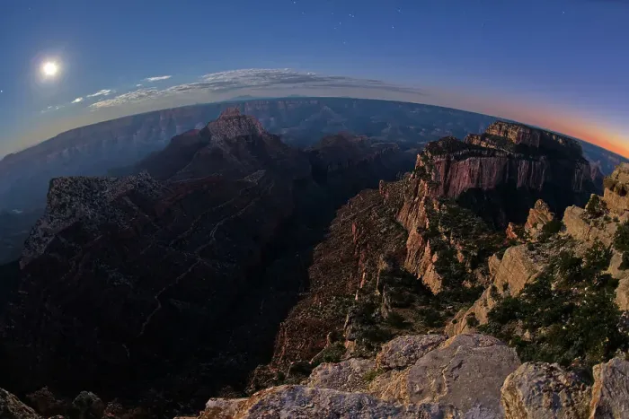 Framed Print : View from Cape Royal, below is Vishnu Creek running between Vishnu Temple on the left with Wotans Throne on the right at twilight with the Moon rising, Grand Canyon National Park, UNESCO World Heritage Site, Arizona, United States of America Framed Print : View from Cape Royal, below is Vishnu Creek running between Vishnu Temple on the left with Wotans Throne on the right at twilight with the Moon rising, Grand Canyon National Park, UNESCO World Heritage Site, Arizona, United States of America