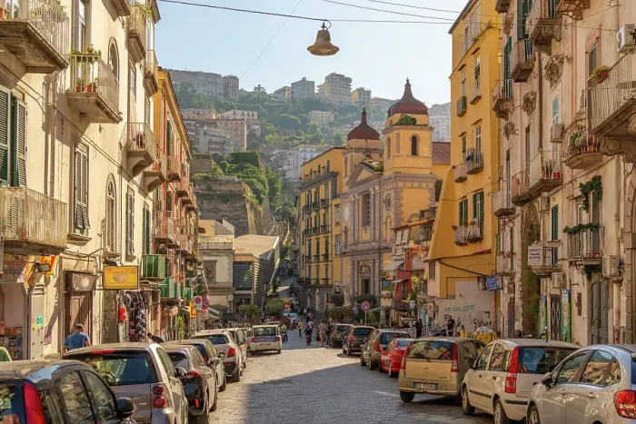 Framed Print : View of Castel Sant'Elmo and architecture on Via Montesanto, Naples, Campania, Italy, Europe Framed Print : View of Castel Sant'Elmo and architecture on Via Montesanto, Naples, Campania, Italy, Europe