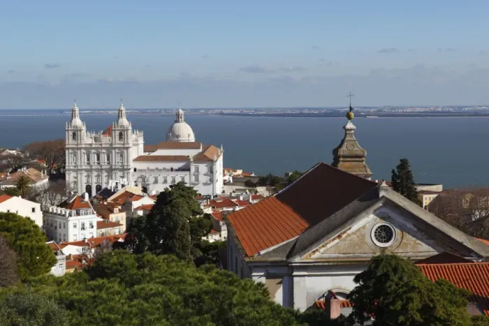 Framed Print : View from Castelo de Sao Jorge to Sao Vicente de Fora church, Lisbon, Portugal, Europe Framed Print : View from Castelo de Sao Jorge to Sao Vicente de Fora church, Lisbon, Portugal, Europe