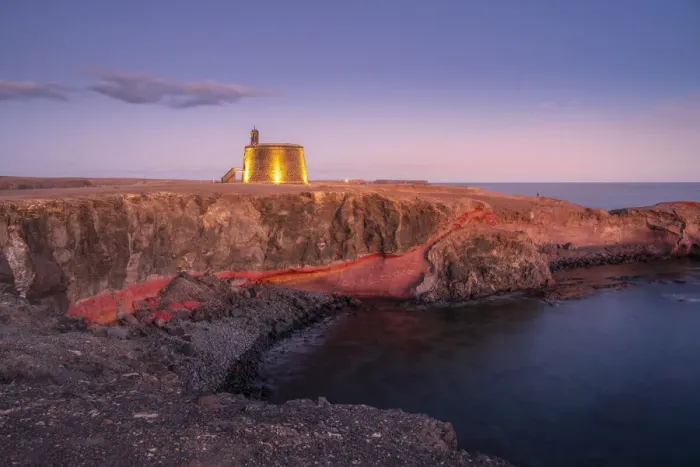 Framed Print : View of Castillo del Aguila o de las Coloradas at dusk, Playa Blanca, Lanzarote Framed Print : View of Castillo del Aguila o de las Coloradas at dusk, Playa Blanca, Lanzarote