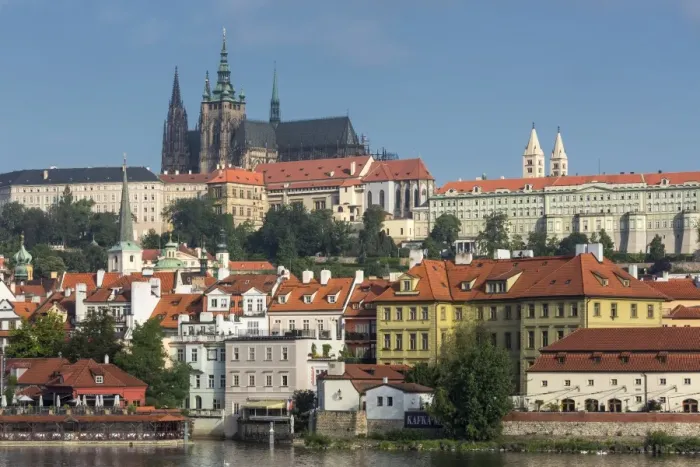 Framed Print : View to Castle District with St. Vitus Cathedral, UNESCO World Heritage Site, Prague, Czech Republic, Europe Framed Print : View to Castle District with St. Vitus Cathedral, UNESCO World Heritage Site, Prague, Czech Republic, Europe