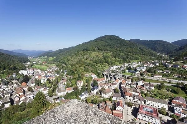 View from the castle to Hornberg and Gutachtal Valley, Black Forest, Baden Wurttemberg, Germany, Europe