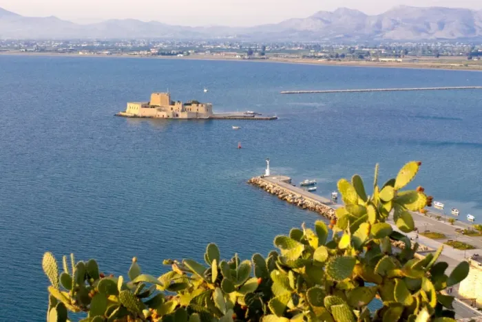 Framed Print : View to one of the castles guarding Nafplio, Peloponnese, Greece, Europe Framed Print : View to one of the castles guarding Nafplio, Peloponnese, Greece, Europe