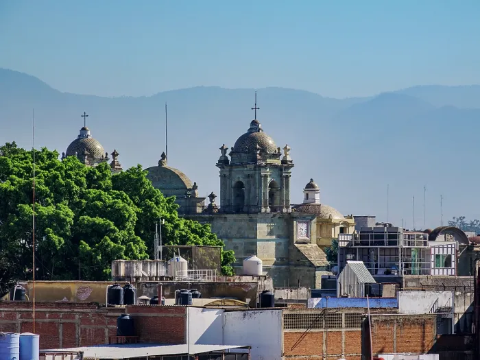 Framed Print : View towards the Cathedral of Our Lady of the Assumption, Oaxaca de Juarez, Oaxaca State, Mexico