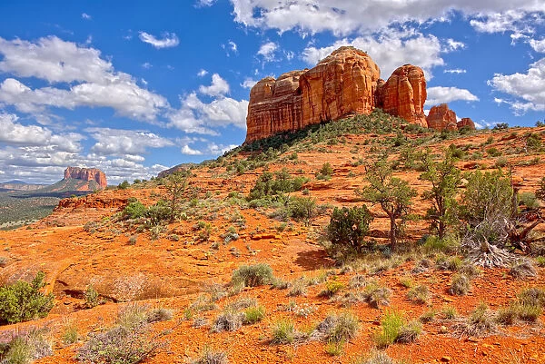 View of Cathedral Rock and Courthouse Butte in Sedona from the northwest slope of