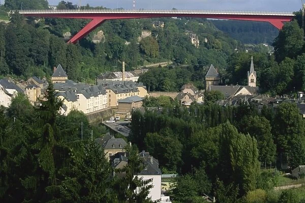 View towards Catherine Bridge, Luxembourg, Europe