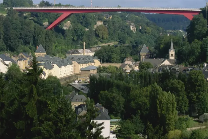 Framed Print : View towards Catherine Bridge, Luxembourg, Europe Framed Print : View towards Catherine Bridge, Luxembourg, Europe