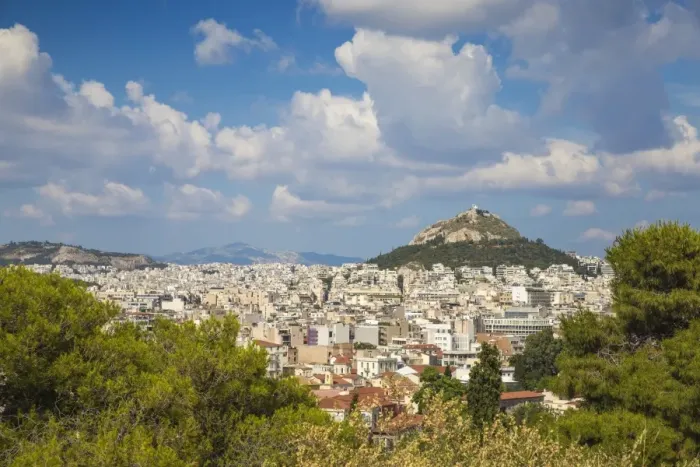 Framed Print : View of Central Athens looking towards Lykavittos Hill, Athens, Greece, Europe Framed Print : View of Central Athens looking towards Lykavittos Hill, Athens, Greece, Europe