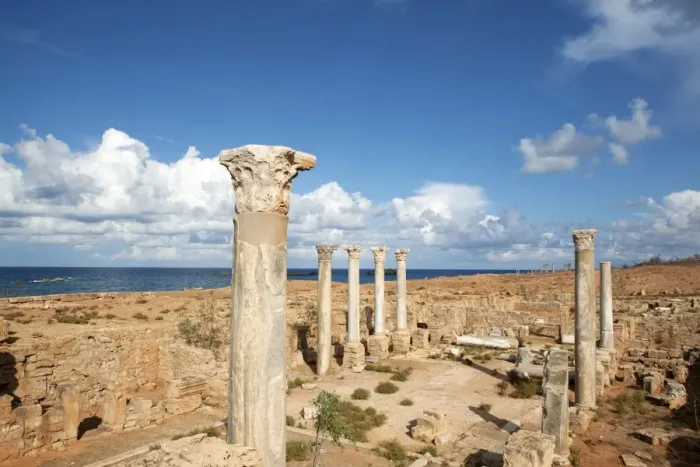 Framed Print : View from the central basilica, Apollonia, Libya, North Africa, Africa Framed Print : View from the central basilica, Apollonia, Libya, North Africa, Africa