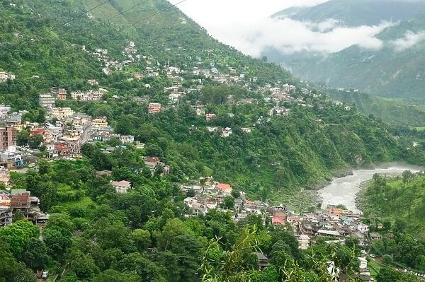 View of Chamba town and Ravi River, Himachal Pradesh, India, Asia