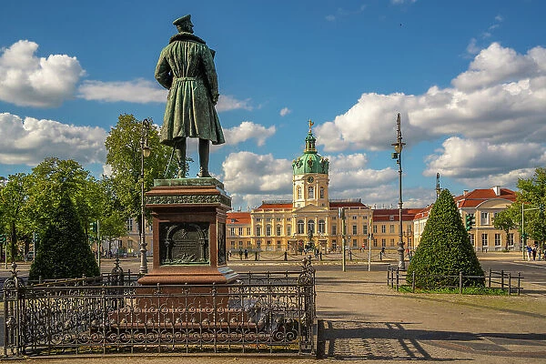 View of Charlottenburg Palace at Schloss Charlottenburg and Monument to Albrecht von Preussen, Berlin, Germany, Europe