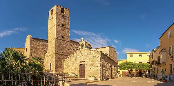 View of Chiesa Parrocchiale di S. Paolo Apostolo church on sunny day in Olbia, Olbia, Sardinia, Italy, Mediterranean, Europe