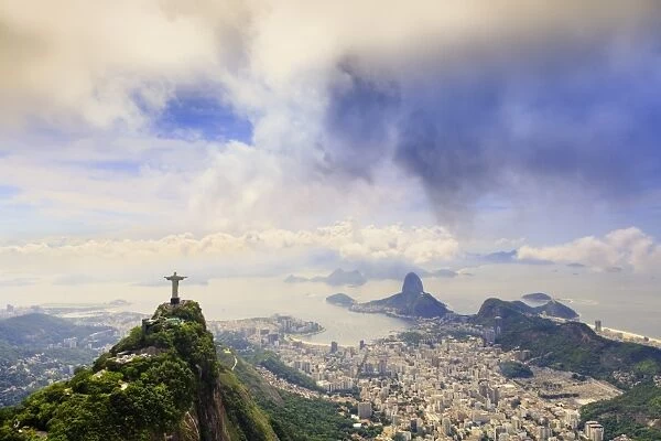 View of the Christ statue, Sugar Loaf and Guanabara Bay