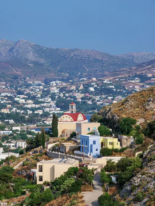 Framed Print : View towards the Church of Agia Paraskevi, Agia Marina, Leros Island, Dodecanese, Greek Islands, Greece, Europe Framed Print : View towards the Church of Agia Paraskevi, Agia Marina, Leros Island, Dodecanese, Greek Islands, Greece, Europe