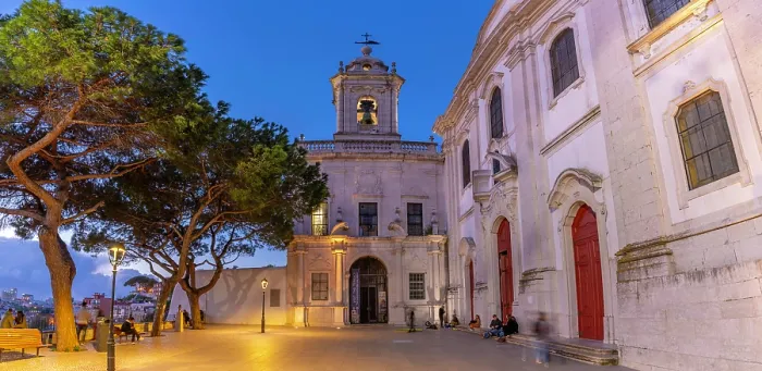 Framed Print : View of Church of Our Lady of Grace at dusk in the Alfama District, Lisbon, Portugal, Europe Framed Print : View of Church of Our Lady of Grace at dusk in the Alfama District, Lisbon, Portugal, Europe