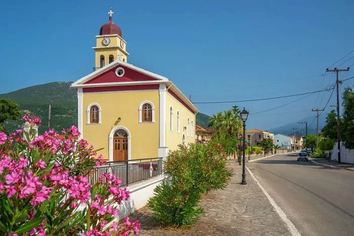Framed Print : View of church in Sami, Sami, Kefalonia, Ionian Islands, Greek Islands, Greece, Europe Framed Print : View of church in Sami, Sami, Kefalonia, Ionian Islands, Greek Islands, Greece, Europe