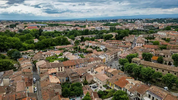 Framed Print : View from the citadel over Carcassonne, Aude, Occitania, France, Europe