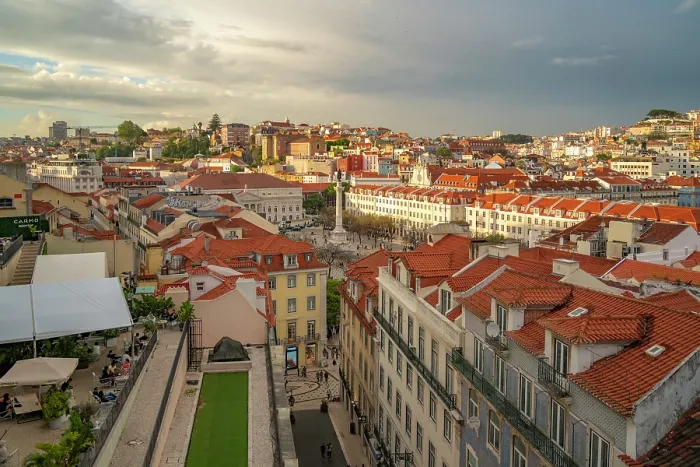Framed Print : View of city from Carmo Archaeological Museum during golden hour, Lisbon, Portugal, Europe Framed Print : View of city from Carmo Archaeological Museum during golden hour, Lisbon, Portugal, Europe