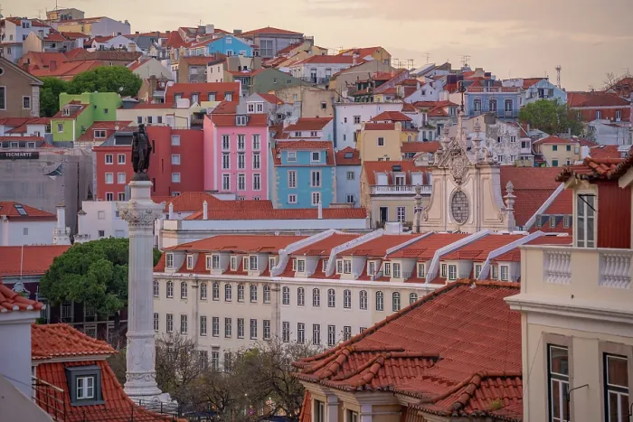 Framed Print : View of city from Carmo Archaeological Museum at sunset, Lisbon, Portugal, Europe Framed Print : View of city from Carmo Archaeological Museum at sunset, Lisbon, Portugal, Europe