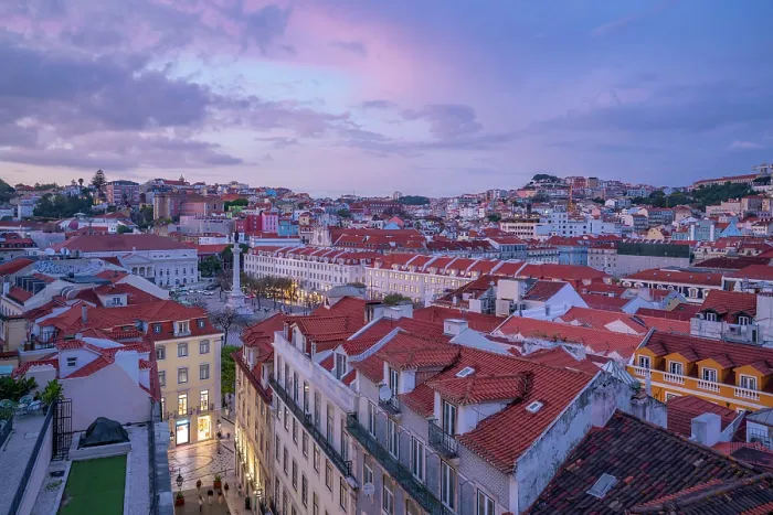 Framed Print : View of city from Carmo Archaeological Museum at sunset, Lisbon, Portugal, Europe Framed Print : View of city from Carmo Archaeological Museum at sunset, Lisbon, Portugal, Europe