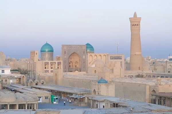 View over city with mosques and minarets, Bukhara, Uzbekistan, Central Asia