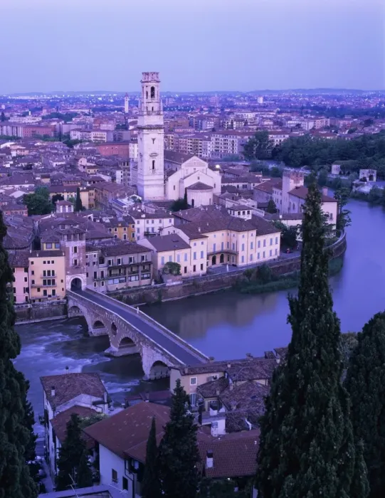 Framed Print : View over the city with Ponte Pietra and River Adige at dawn, Verona, UNESCO World Heritage Site, Veneto, Italy, Europe Framed Print : View over the city with Ponte Pietra and River Adige at dawn, Verona, UNESCO World Heritage Site, Veneto, Italy, Europe