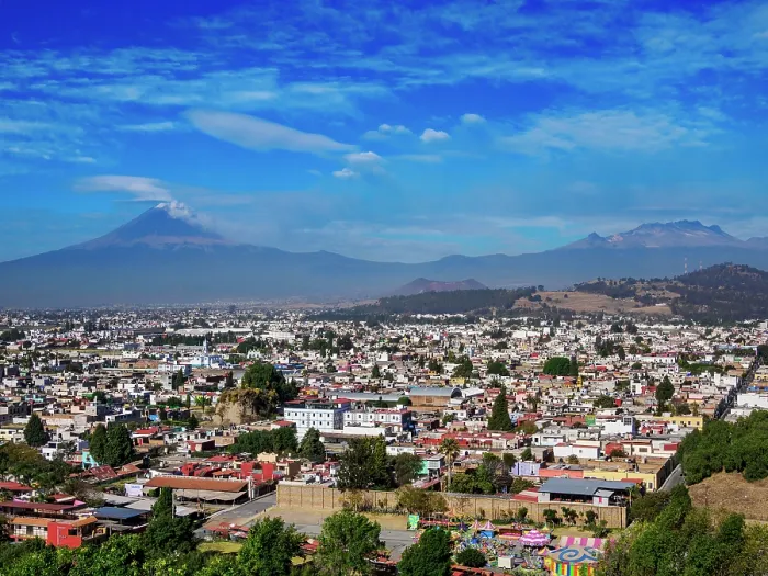 Framed Print : View over the city towards Popocatepetl and Iztaccihuatl Volcanoes, Cholula, Puebla State, Mexico Framed Print : View over the city towards Popocatepetl and Iztaccihuatl Volcanoes, Cholula, Puebla State, Mexico