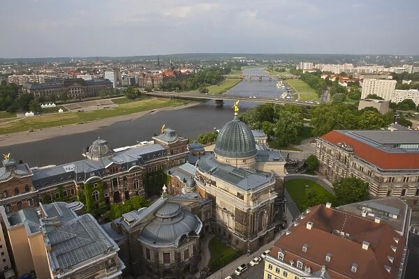 View over city and the River Elbe, Dresden, Saxony, Germany, Europe