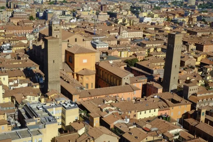Framed Print : View over the city with the towers of the town, Bologna, Emilia-Romagna, Italy, Europe Framed Print : View over the city with the towers of the town, Bologna, Emilia-Romagna, Italy, Europe