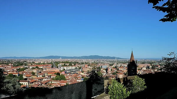 View of the City of Turin from the Castle of Rivoli (Castello di Rivoli), a former Residence of the Royal House of Savoy, housing the Museo d'Arte Contemporanea (Museum of Contemporary Art), Rivoli, Metropolitan City of Turin, Piedmont, Italy