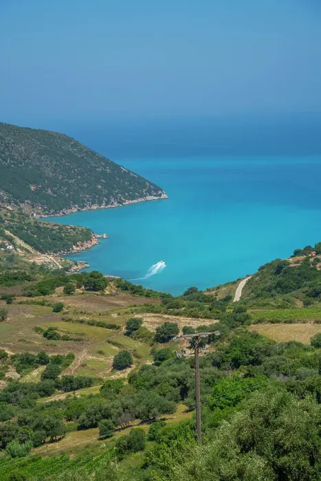 Framed Print : View of coastline, sea and hills near Agkonas, Kefalonia, Ionian Islands, Greek Islands, Greece, Europe Framed Print : View of coastline, sea and hills near Agkonas, Kefalonia, Ionian Islands, Greek Islands, Greece, Europe