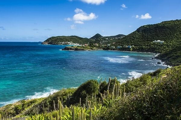 View over the coastline of St. Barth (Saint Barthelemy), Lesser Antilles, West Indies