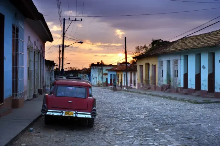 Framed Print : View along cobbled street at sunset, Trinidad, UNESCO World Hertitage Site Framed Print : View along cobbled street at sunset, Trinidad, UNESCO World Hertitage Site
