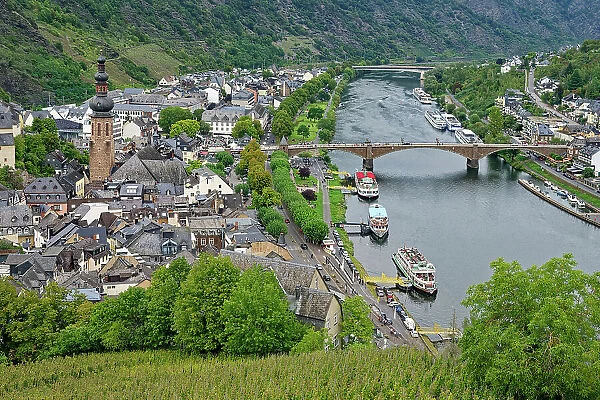 View over Cochem and the Moselle River, Cochem, Rhineland Palatinate, Germany, Europe