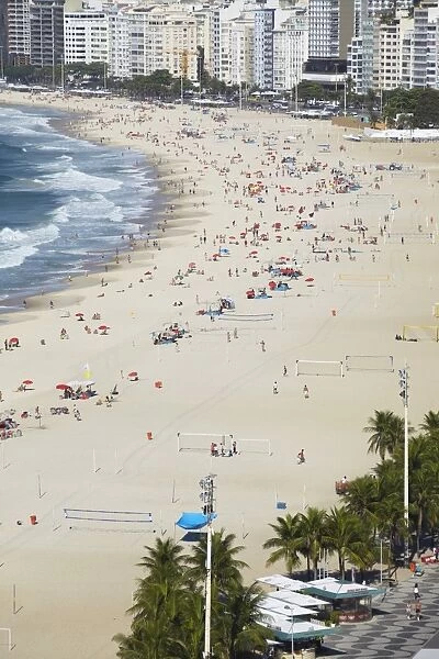 View of Copacabana beach, Copacabana, Rio de Janeiro, Brazil, South America