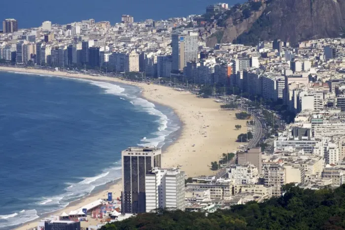 Framed Print : View over Copacabana, Rio de Janeiro, Brazil, South America Framed Print : View over Copacabana, Rio de Janeiro, Brazil, South America