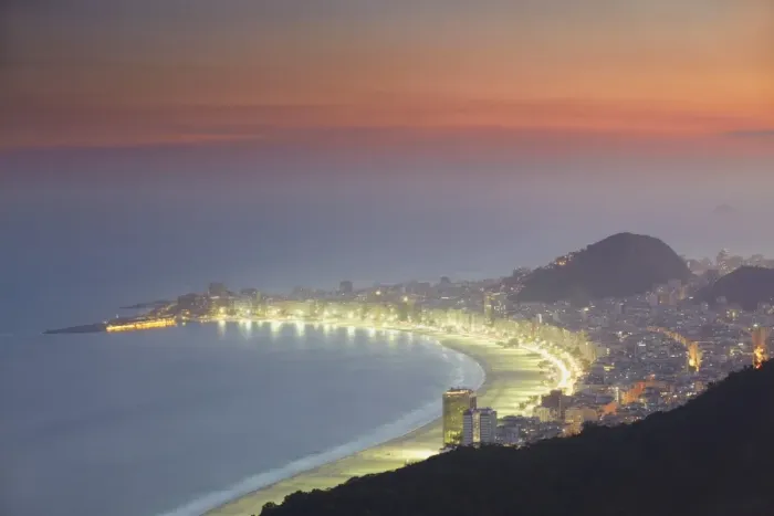 Framed Print : View of Copacabana at sunset, Rio de Janeiro, Brazil, South America Framed Print : View of Copacabana at sunset, Rio de Janeiro, Brazil, South America