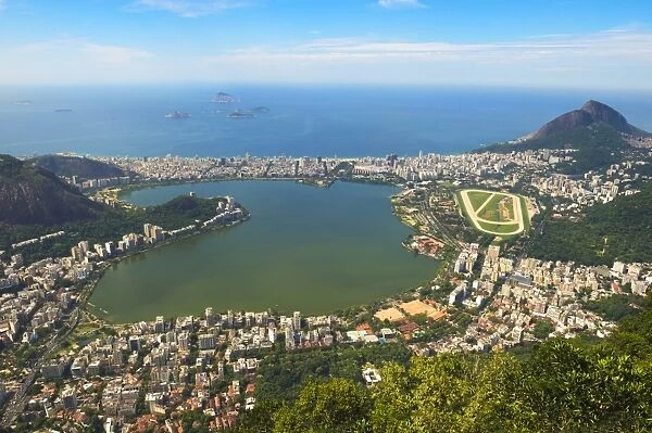 View from the Corcovado over Ipanema, Leblon and the Jockey Club, Rio de Janeiro, Brazil, South America