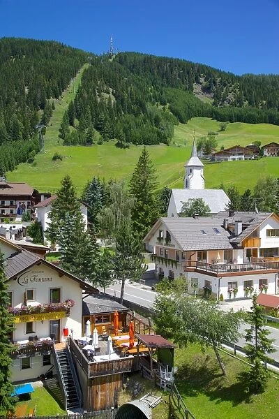 View of Corvara, Badia Valley, Bolzano Province, Trentino-Alto Adige  /  South Tyrol, Italian Dolomites, Italy, Europe