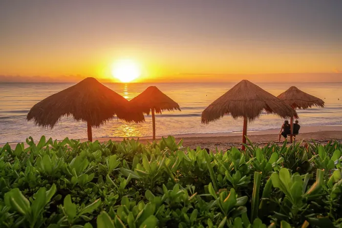 Framed Print : View of couple at sunrise and beach near Puerto Morelos, Caribbean Coast, Yucatan Peninsula, Mexico, North America Framed Print : View of couple at sunrise and beach near Puerto Morelos, Caribbean Coast, Yucatan Peninsula, Mexico, North America