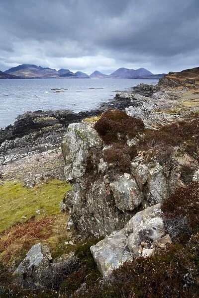 A view toward the Cuillin Mountains and the Clach Gas group from Tarskavaig